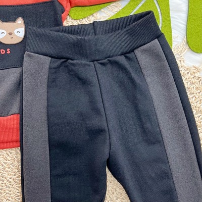 Conj. Casaco com Capuz Best Friends e Calça de Moletom - Ferrugem e Preto